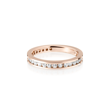 Princess wedding band ring (M) 14k Red gold CZ