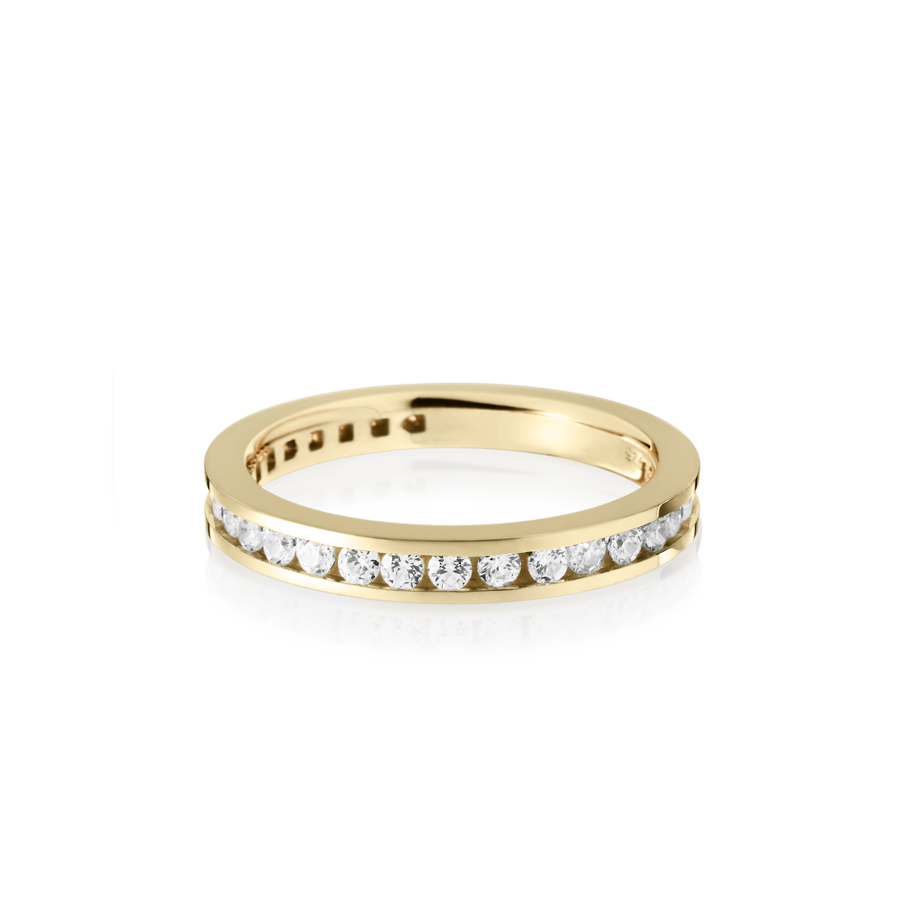 Princess wedding band ring (M) 14k gold CZ