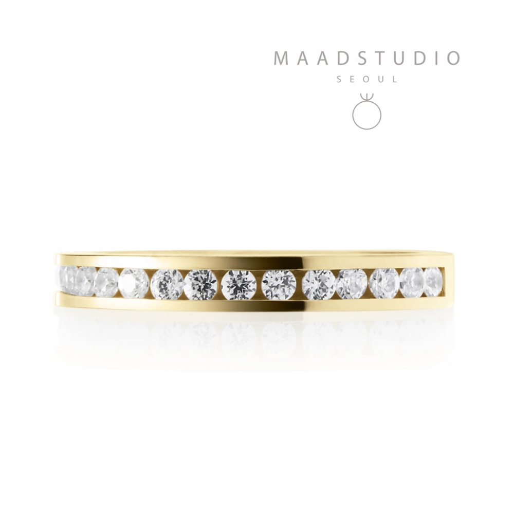 Princess wedding band ring (M) 14k gold CZ