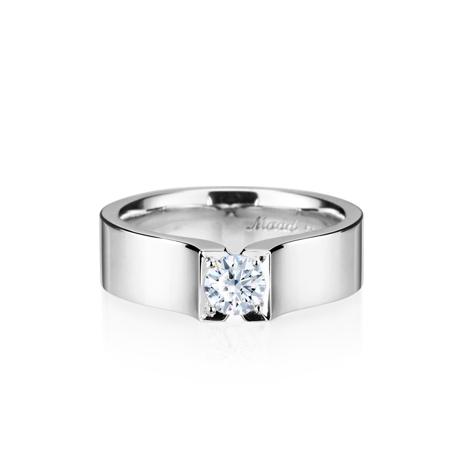 Squaredrop Solitaire ring (L) 14k White gold CZ 0.34ct