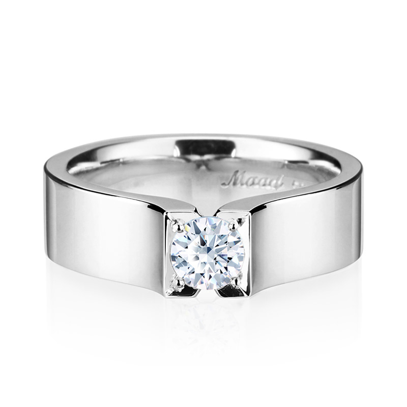 스퀘어드롭 반지 (대) 14k 화이트골드 0.34ct