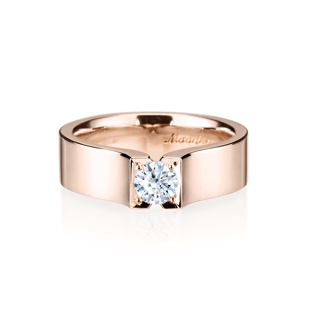 Squaredrop Solitaire ring (L) 14k Red gold CZ 0.34ct