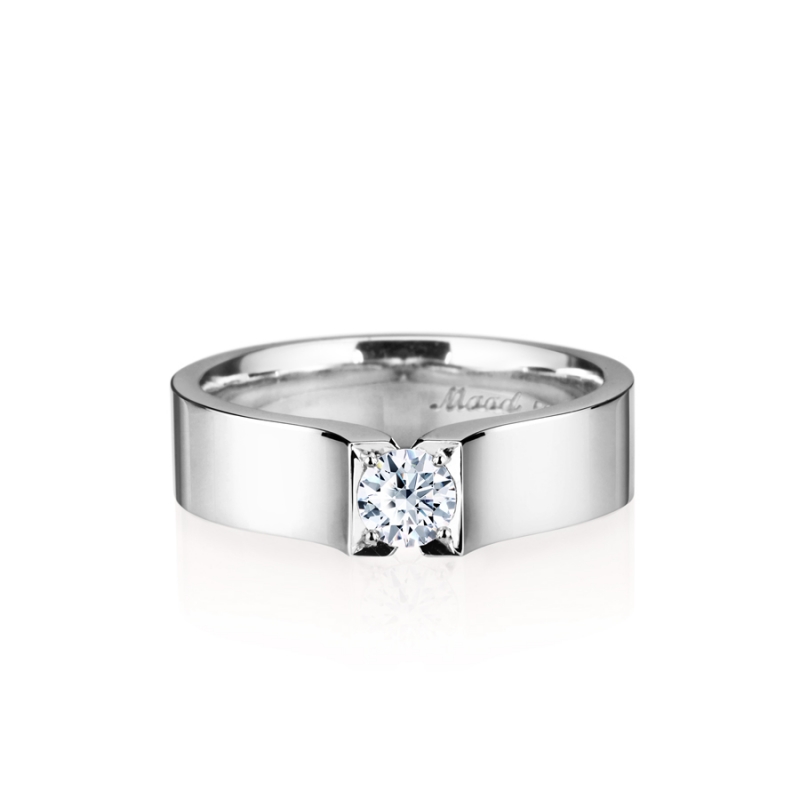 Squaredrop Solitaire ring (M) 14k White gold CZ 0.2ct