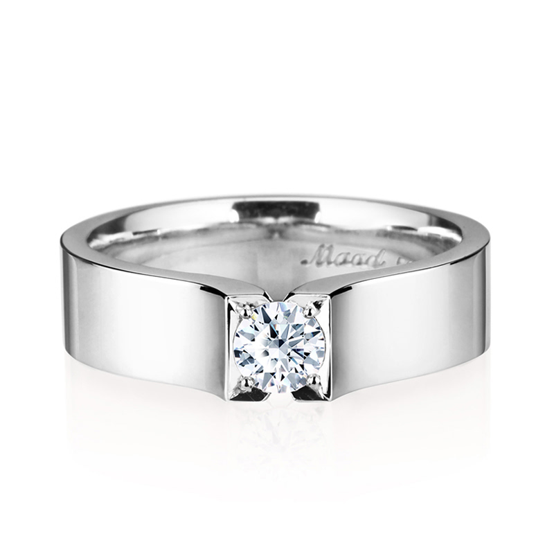 스퀘어드롭 반지 (중) 14k 화이트골드 0.2ct