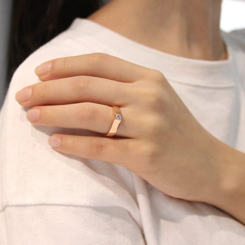 스퀘어드롭 반지 (중) 14k 레드골드 0.2ct