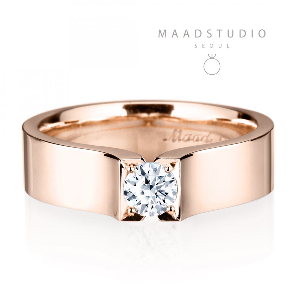 Squaredrop Solitaire ring (M) 14k Red gold CZ 0.2ct