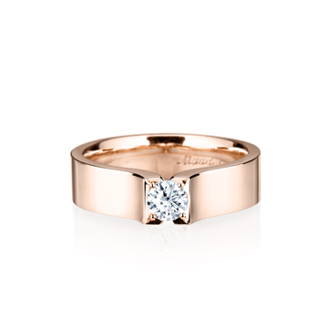 Squaredrop Solitaire ring (M) 14k Red gold CZ 0.2ct