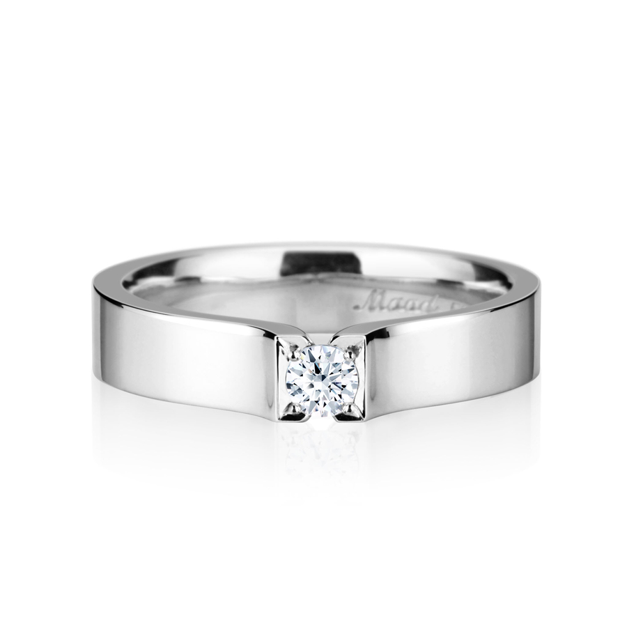 Squaredrop Solitaire ring (S) 14k White gold CZ 0.1ct