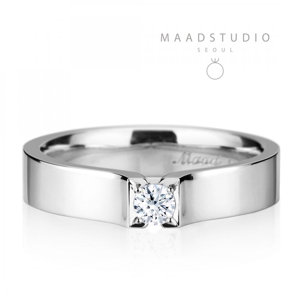 Squaredrop Solitaire ring (S) 14k White gold CZ 0.1ct