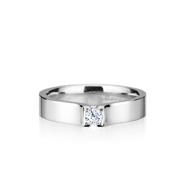 Squaredrop Solitaire ring (S) 14k White gold CZ 0.1ct