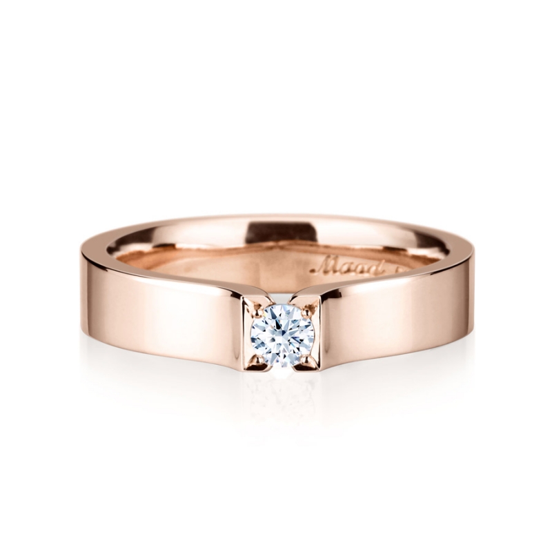 Squaredrop Solitaire ring (S) 14k Red gold CZ 0.1ct