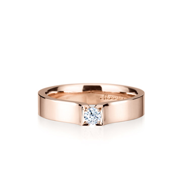 Squaredrop Solitaire ring (S) 14k Red gold CZ 0.1ct