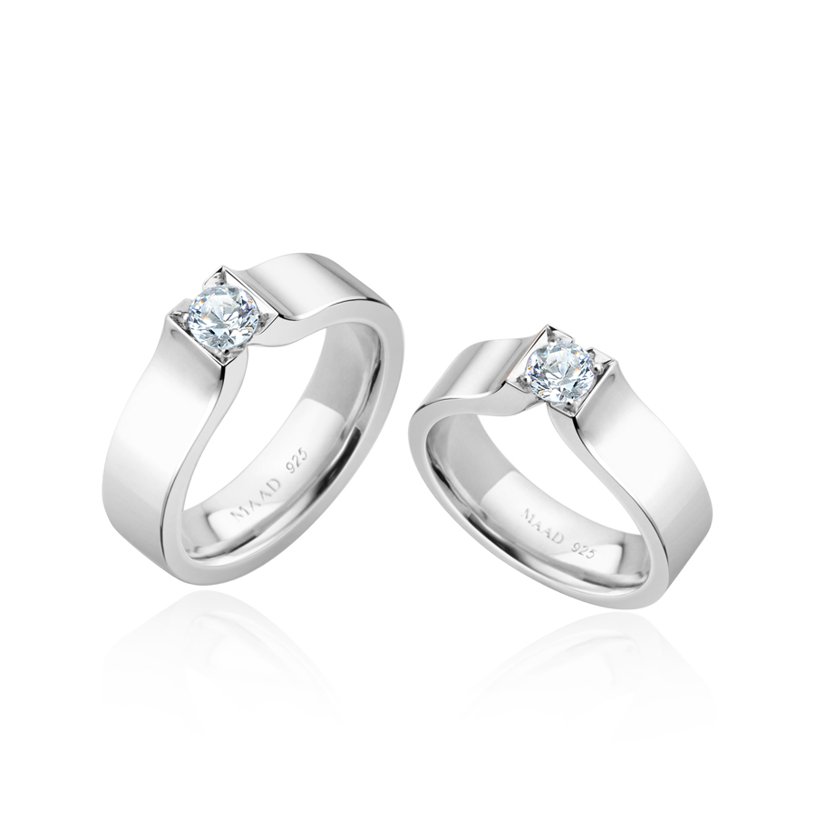 스퀘어드롭 커플링 (대+중) Silver_925 0.34ct & 0.2ct