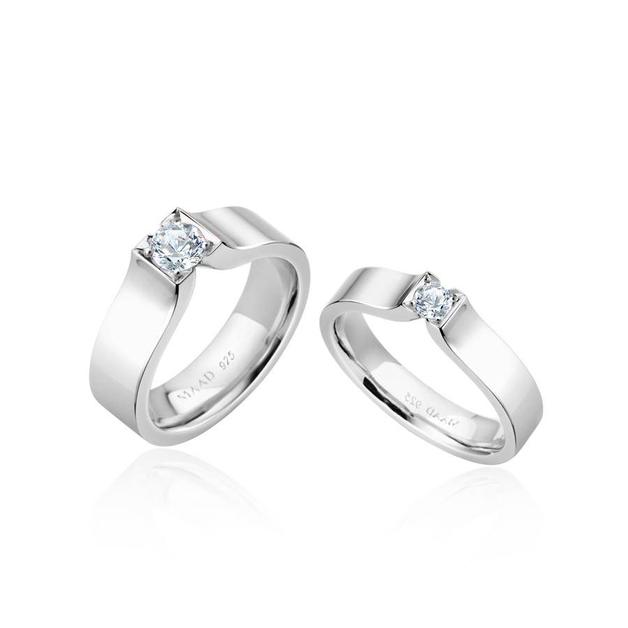 스퀘어드롭 커플링 (중+소) Silver_925 0.2ct & 0.1ct