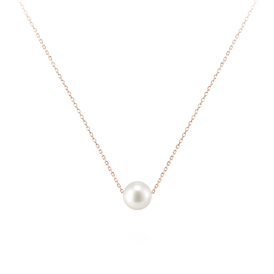 Sphere pearl pendant 14k Red gold