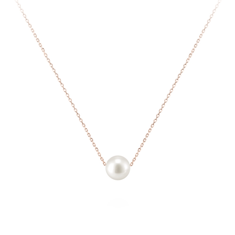 Sphere pearl pendant 14k Red gold