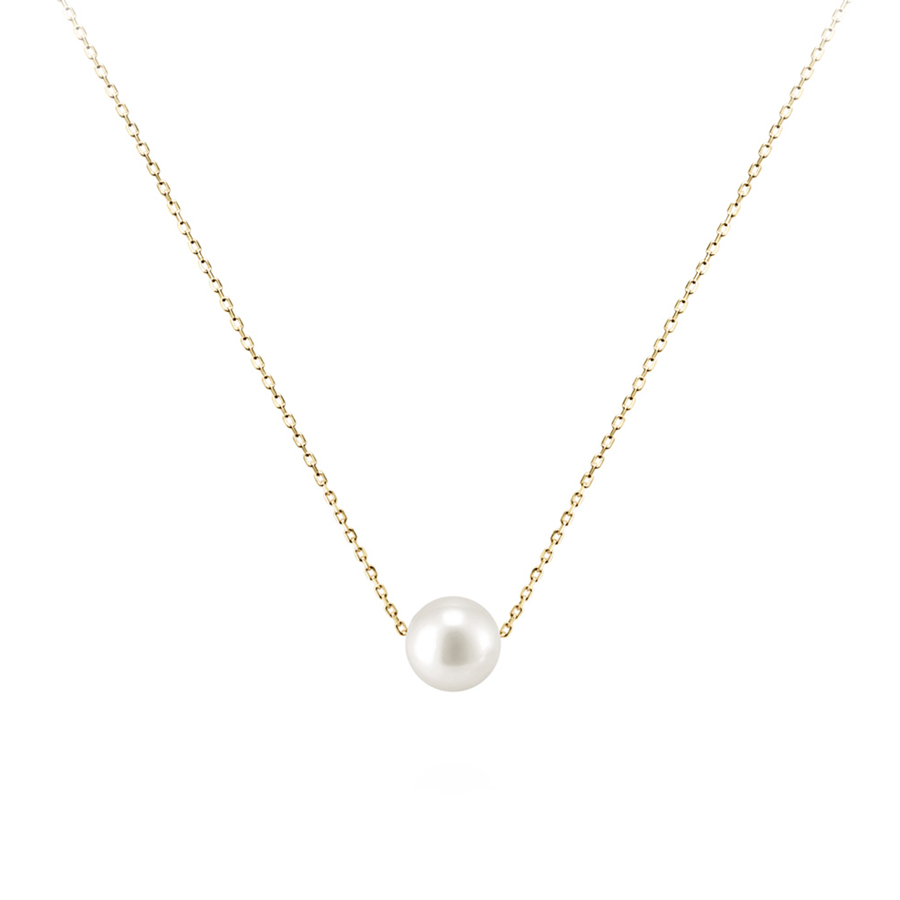 Sphere pearl pendant 14k gold