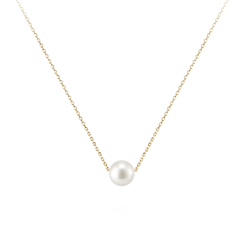 Sphere pearl pendant 14k gold