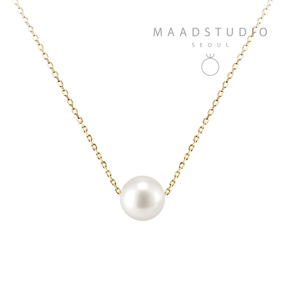 Sphere pearl pendant 14k gold