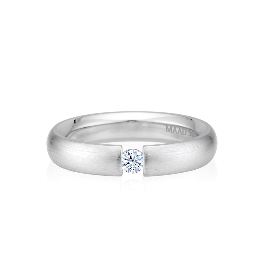 잉글리쉬헤로스 텐션밴드링 (4mm) 14k 화이트골드 0.1ct hairline