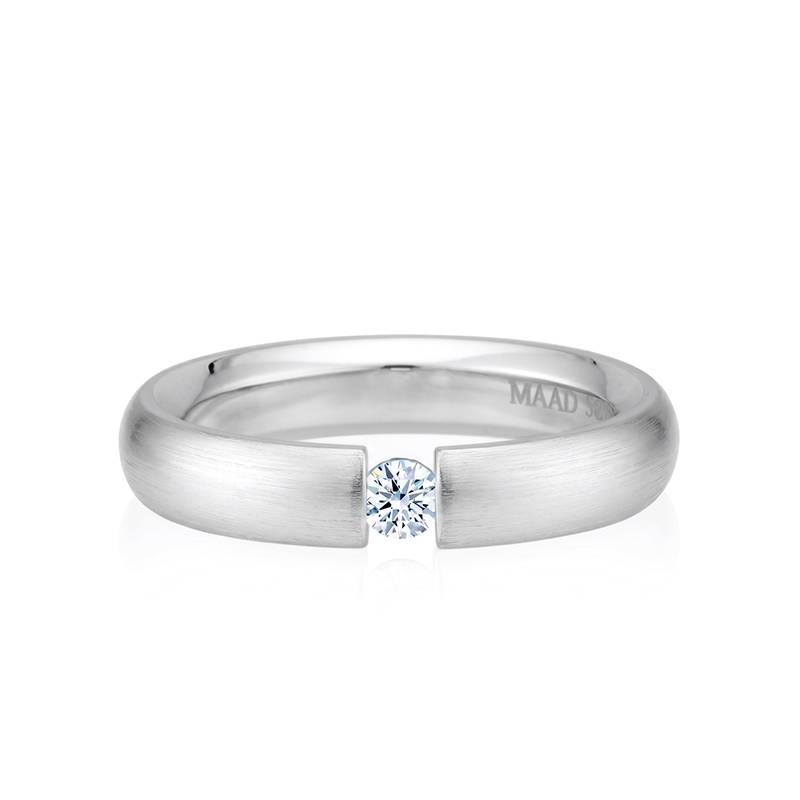 잉글리쉬헤로스 텐션밴드링 (4mm) 14k 화이트골드 0.1ct hairline