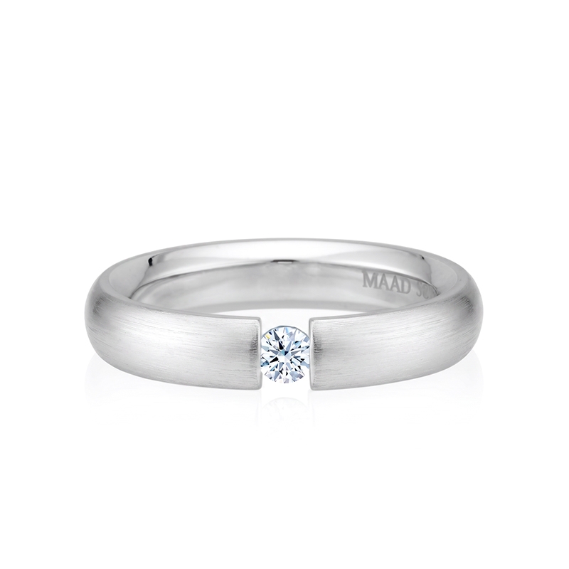 잉글리쉬헤로스 텐션밴드링 (4mm) 14k 화이트골드 0.1ct hairline