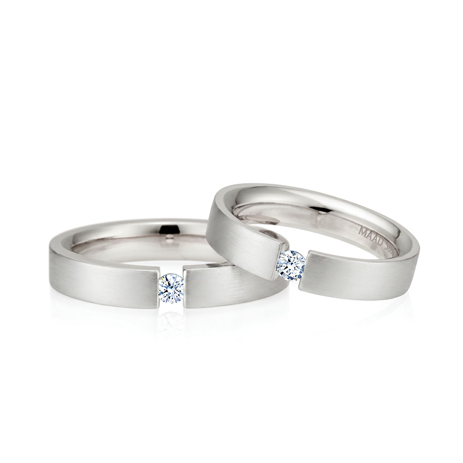 게르만헤로스 텐션밴드 커플링 (4mm+4mm) 14k 화이트골드 0.1ct hairline