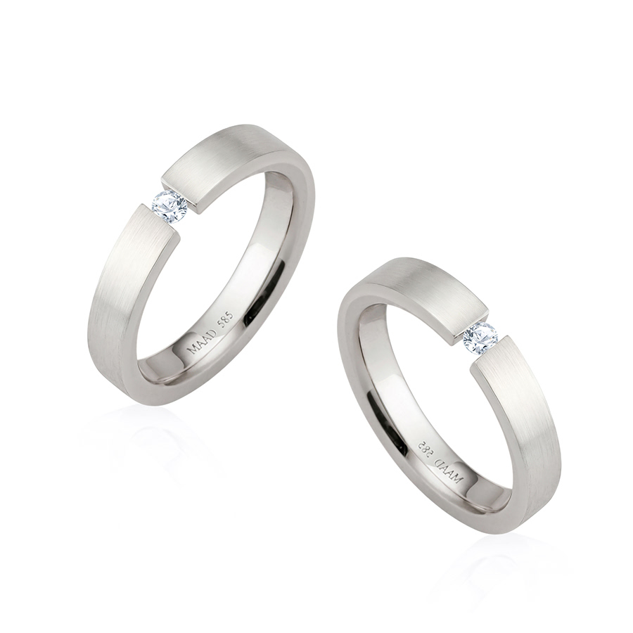게르만헤로스 텐션밴드 커플링 (4mm+4mm) 14k 화이트골드 0.1ct hairline
