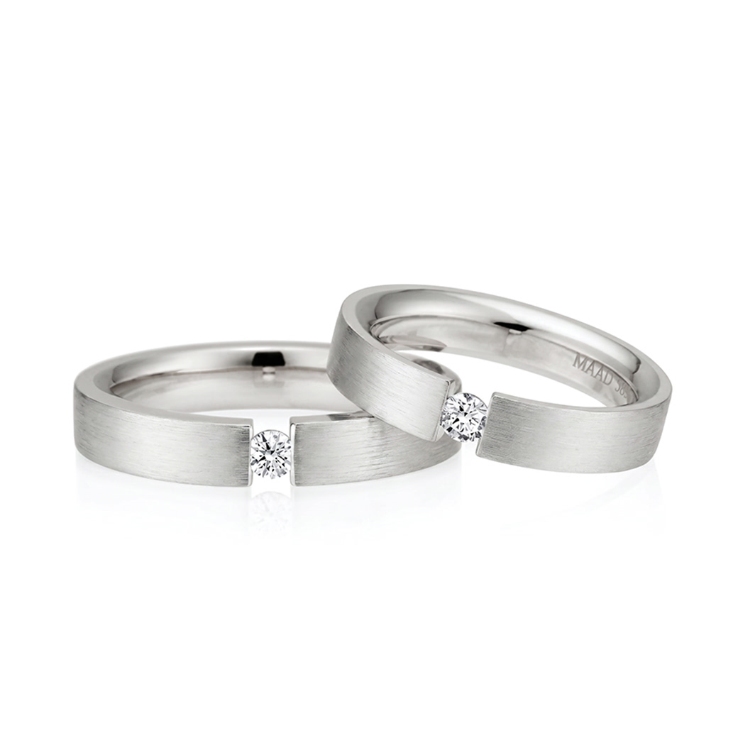 게르만헤로스 텐션밴드 커플링 (4mm+4mm) 14k 화이트골드 0.1ct hairline
