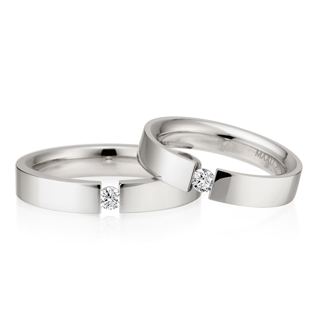 게르만헤로스 텐션밴드 커플링 (4mm+4mm) 14k 화이트골드 0.1ct