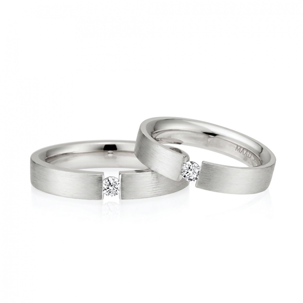 게르만헤로스 텐션밴드 커플링 (4mm+4mm) 14k 화이트골드 0.1ct hairline