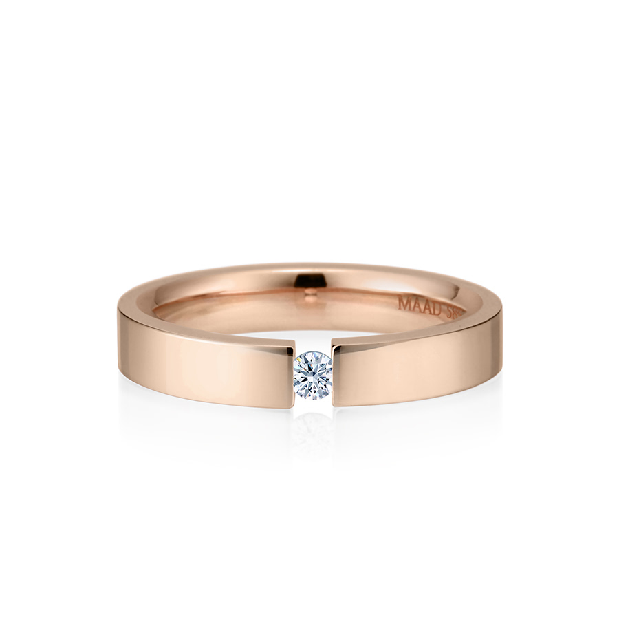 게르만헤로스 텐션밴드링 (4mm) 14k 레드골드 0.1ct