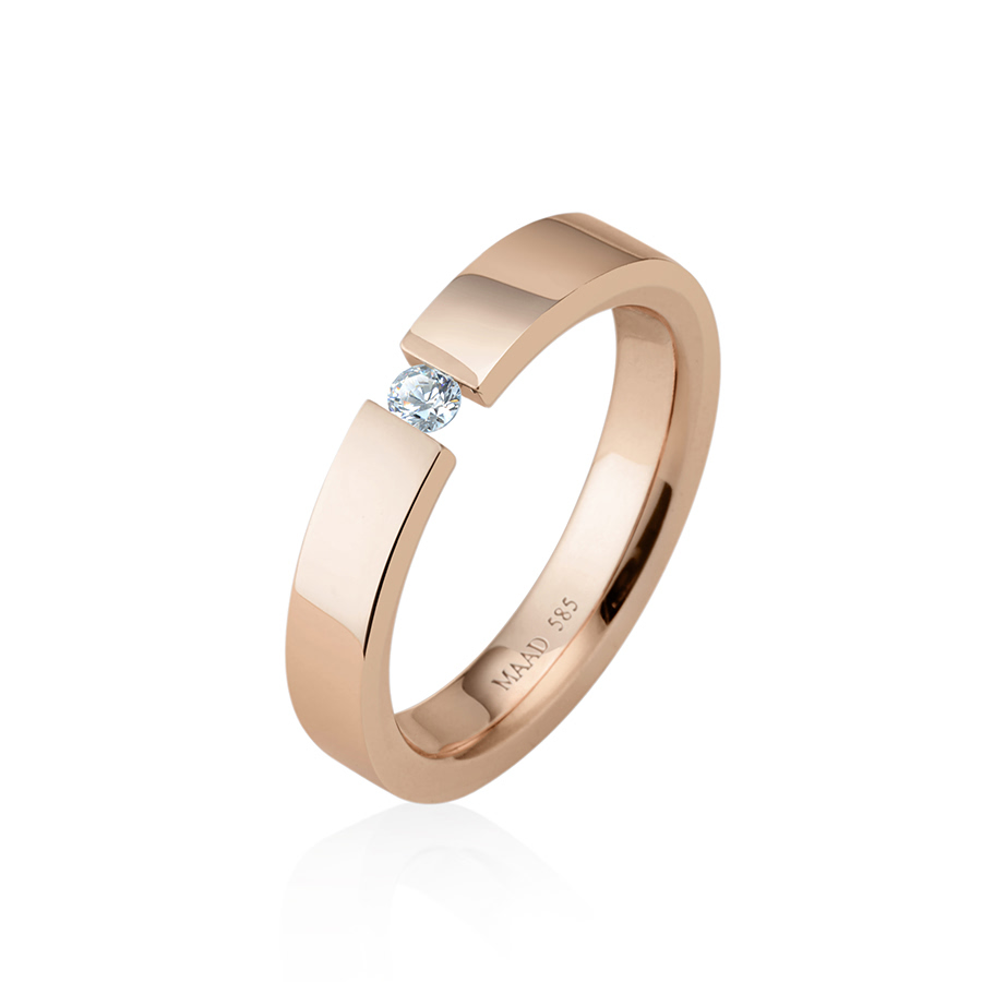 게르만헤로스 텐션밴드링 (4mm) 14k 레드골드 0.1ct