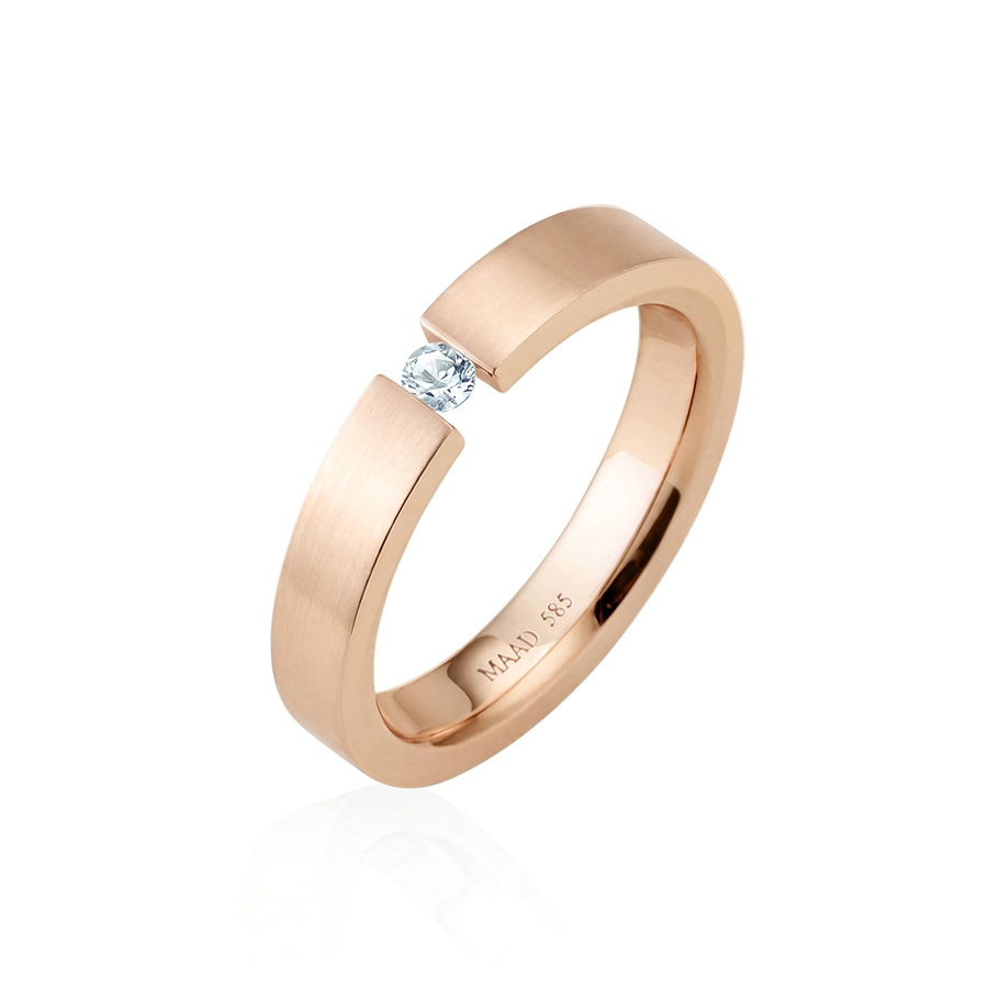 게르만헤로스 텐션밴드링 (4mm) 14k 레드골드 0.1ct hairline