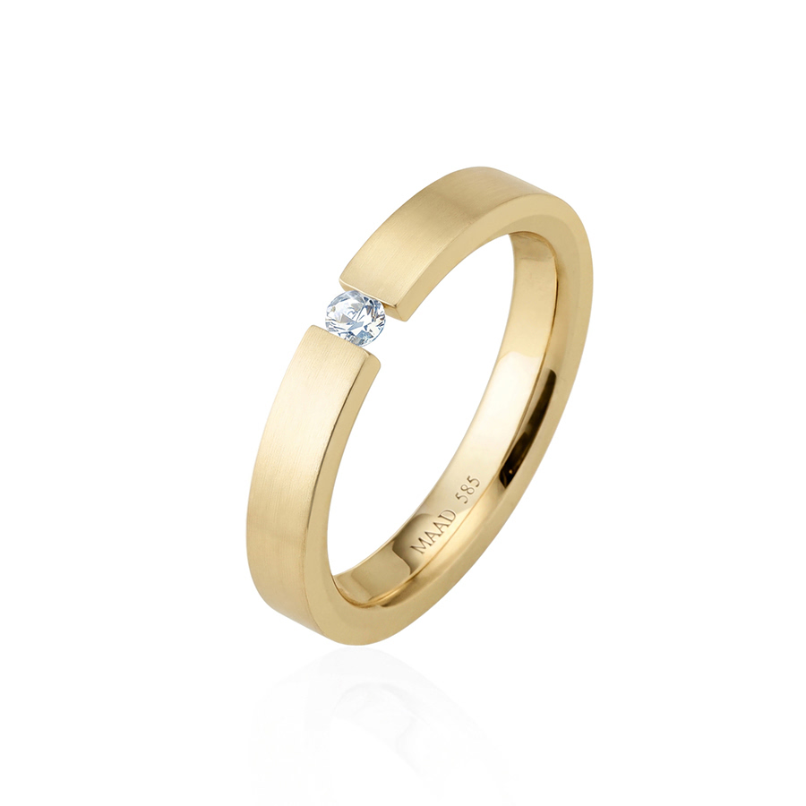 게르만헤로스 텐션밴드링 (3mm) 14k 0.07ct hairline
