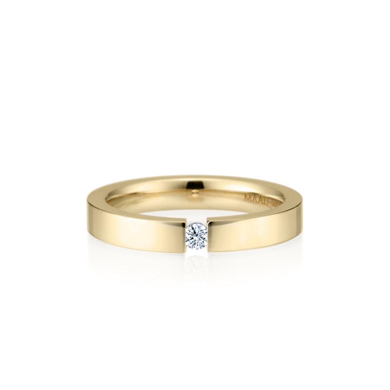 Germanic heros Tension wedding band ring (3mm) 14k gold CZ 0.07ct
