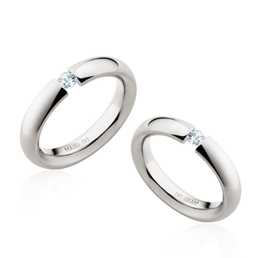 잉글리쉬헤로스 텐션밴드 커플링 (4mm+4mm) 14k 화이트골드 0.1ct