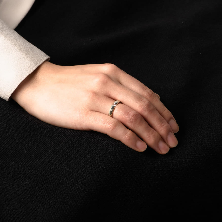 잉글리쉬헤로스 텐션밴드 커플링 (4mm+4mm) 14k 화이트골드 0.1ct