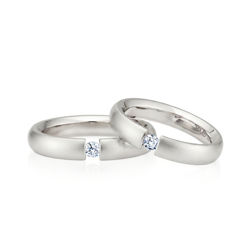 잉글리쉬헤로스 텐션밴드 커플링 (4mm+4mm) 14k 화이트골드 0.1ct hairline