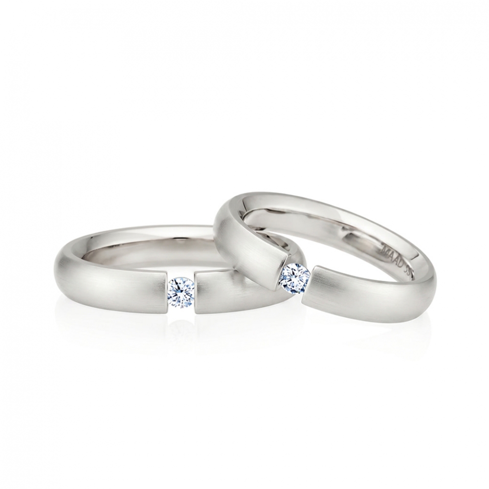 잉글리쉬헤로스 텐션밴드 커플링 (4mm+4mm) 14k 화이트골드 0.1ct hairline
