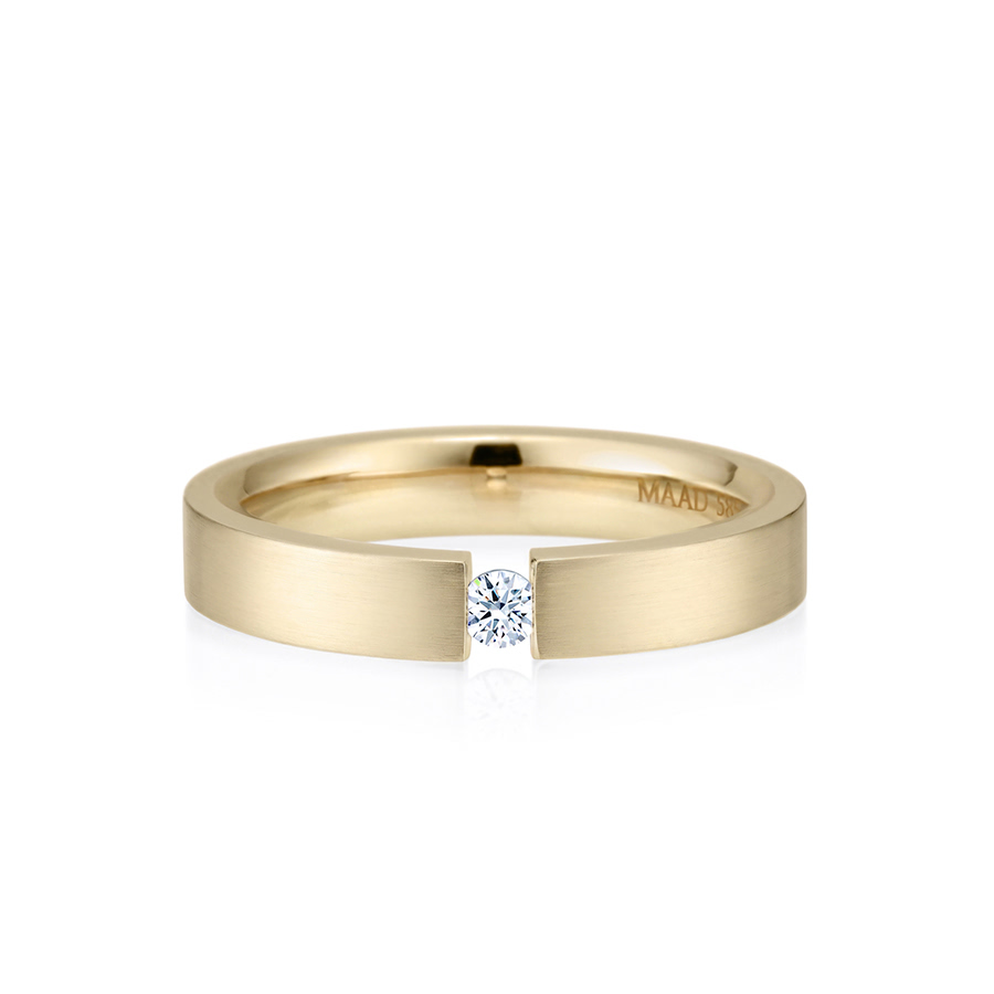 게르만헤로스 텐션밴드링 (4mm) 14k 0.1ct hairline