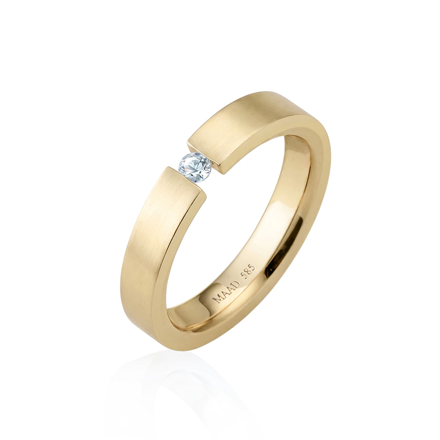 게르만헤로스 텐션밴드링 (4mm) 14k 0.1ct hairline