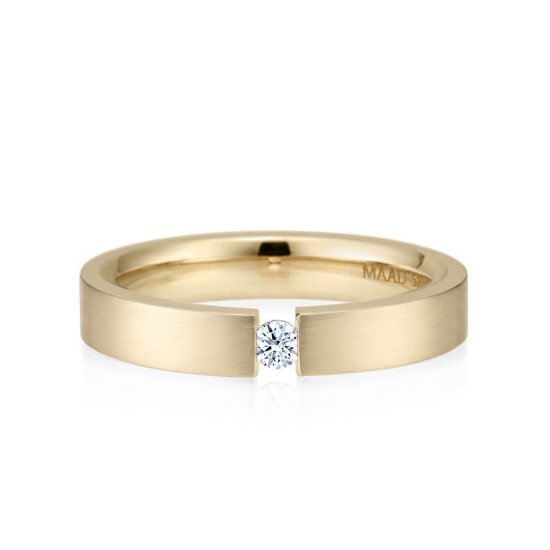 게르만헤로스 텐션밴드링 (4mm) 14k 0.1ct hairline