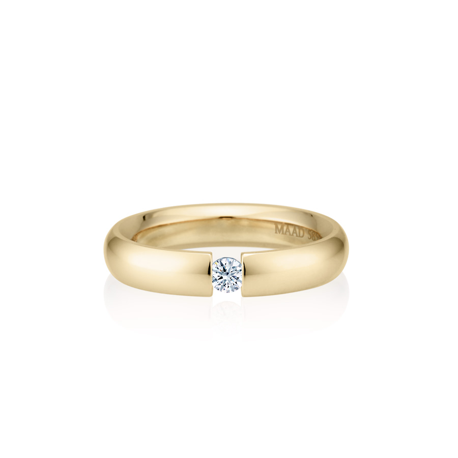 English heros Tension wedding band ring (4mm) 14k gold CZ 0.1ct