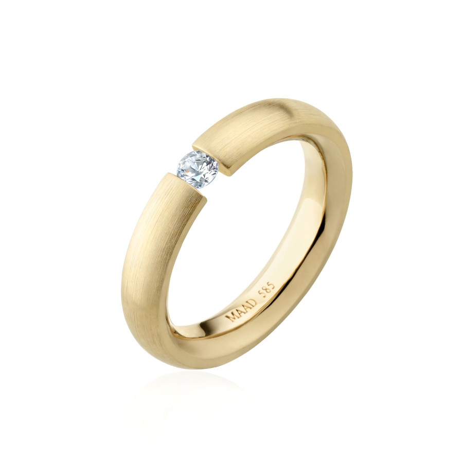 잉글리쉬헤로스 텐션밴드링 (4mm) 14k 0.1ct hairline