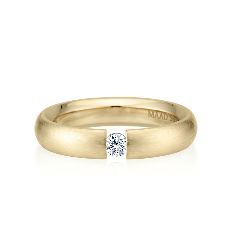 잉글리쉬헤로스 텐션밴드링 (4mm) 14k 0.1ct hairline