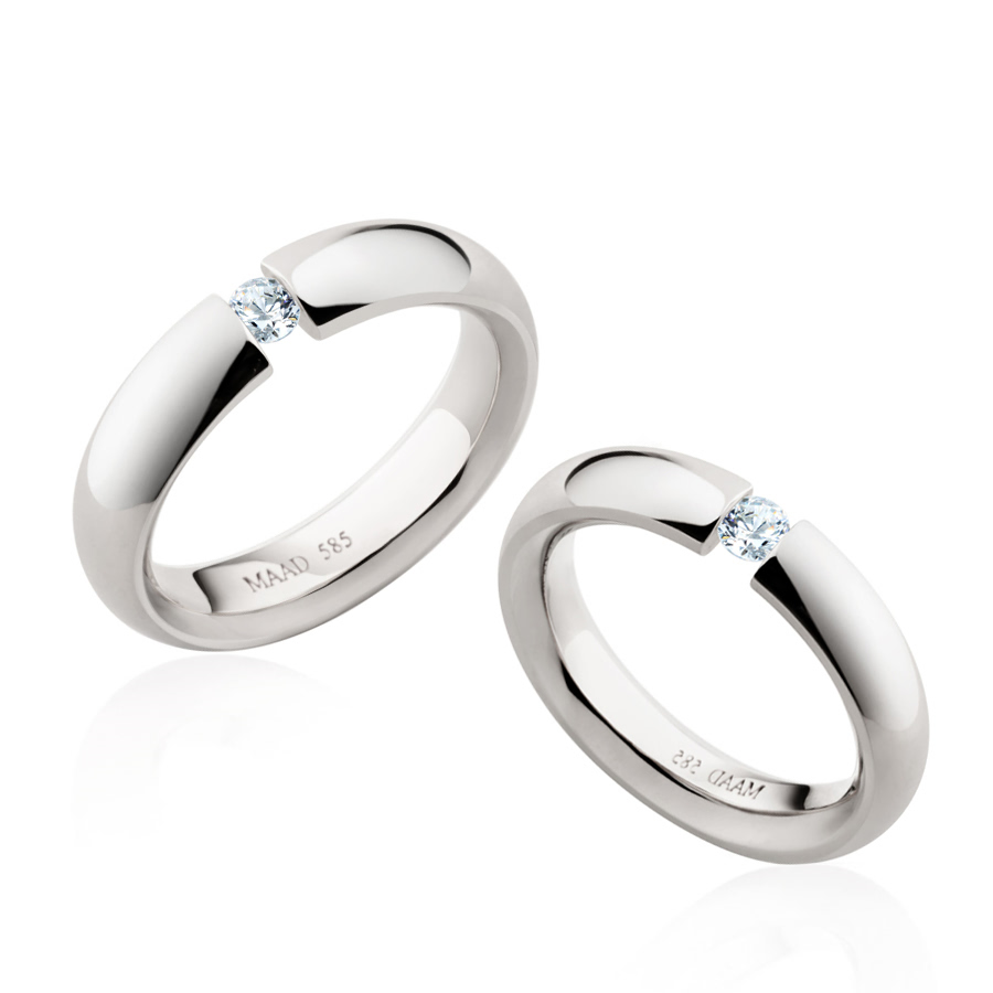 잉글리쉬헤로스 텐션밴드 커플링 (5mm+4mm) 14k 화이트골드 0.1ct