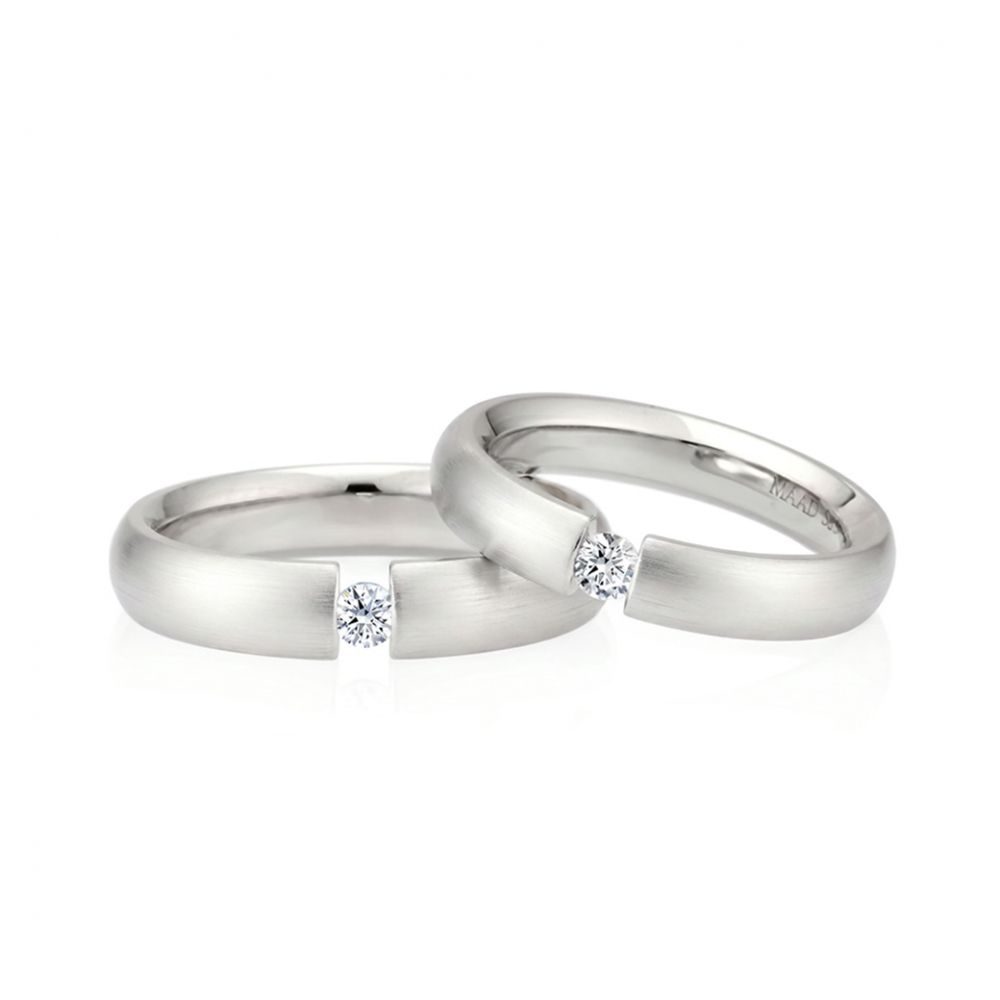 잉글리쉬헤로스 텐션밴드 커플링 (5mm+4mm) 14k 화이트골드 0.1ct hairline
