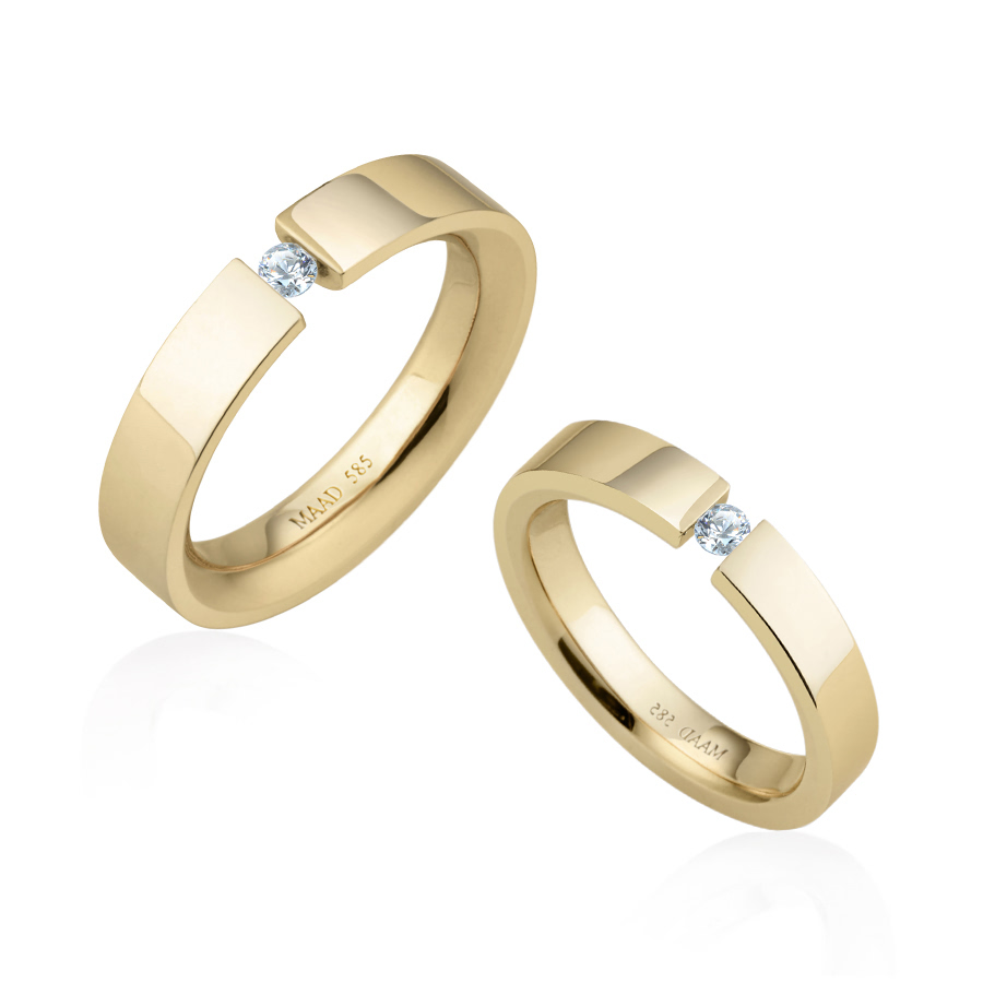 게르만헤로스 텐션밴드 커플링 (5mm+4mm) 14k 0.1ct