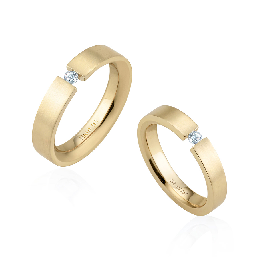 게르만헤로스 텐션밴드 커플링 (5mm+4mm) 14k 0.1ct hairline